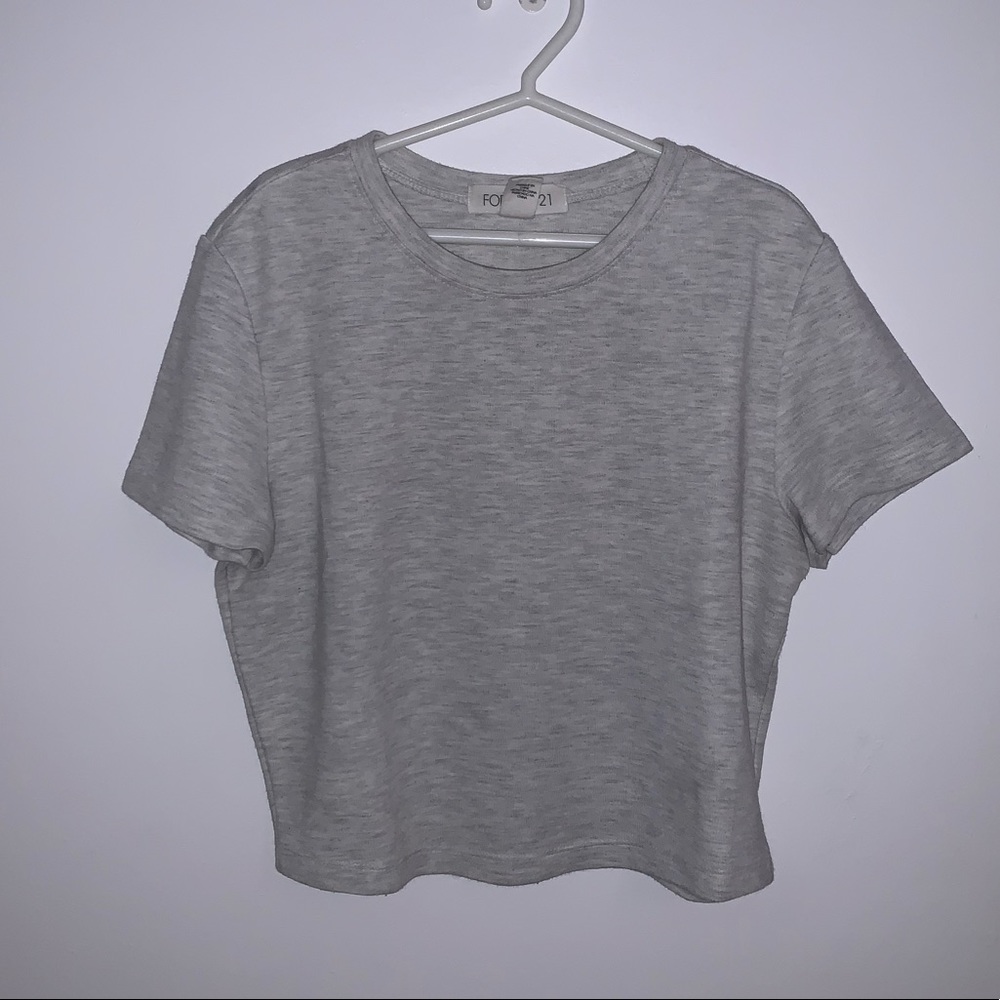 [M]👚F21 light grey crop top
